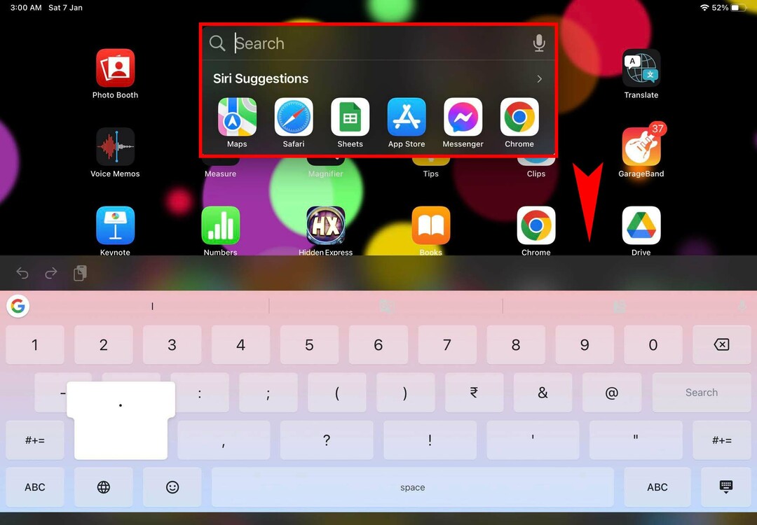 Pop-up Spotlight Zoeken met behulp van iPad-gebaren