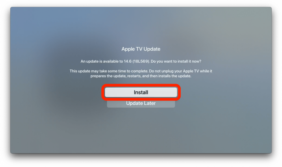 Instalare manuală a actualizării Apple TV