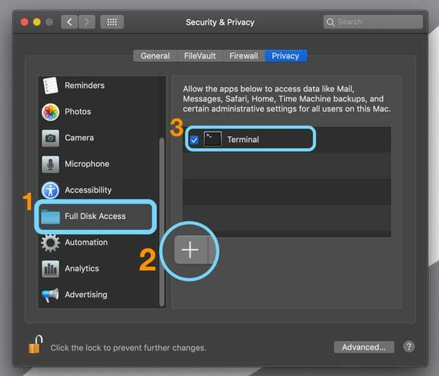 Accorder un accès complet au disque à une application dans macOS Mojave