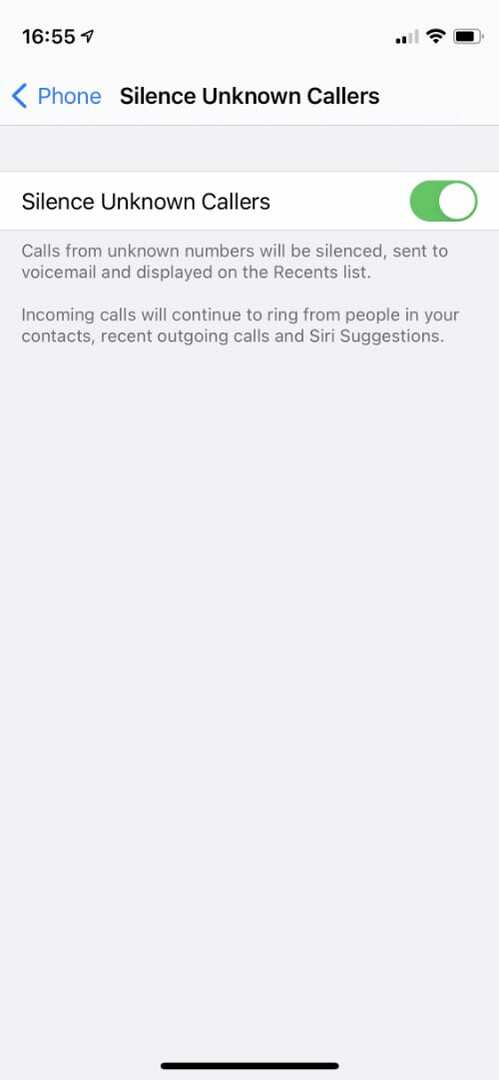 Opcija utišavanja nepoznatih pozivatelja na iPhoneu