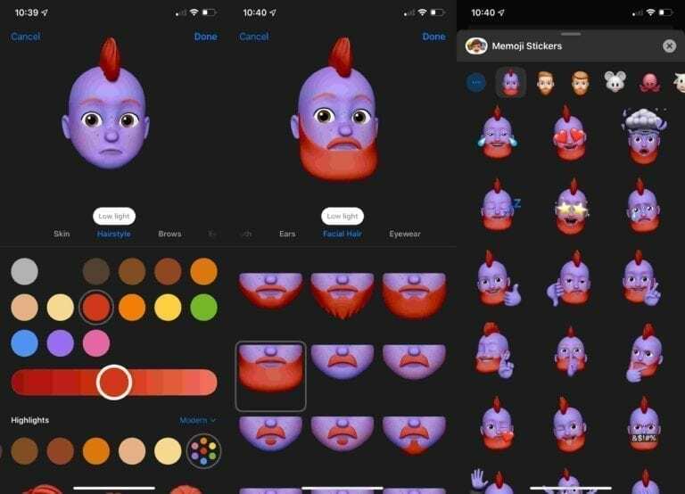 Opprett og rediger memojis i iOS 13