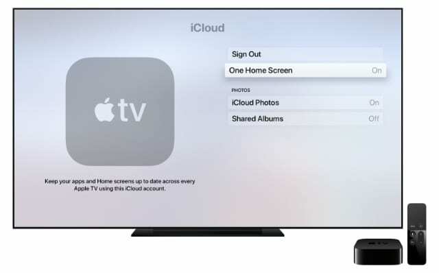 Настройки главного экрана Apple TV One