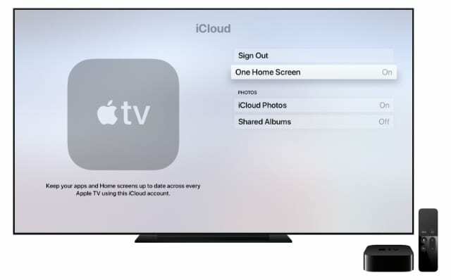 Ustawienia ekranu głównego Apple TV One