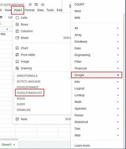 Google Sheets Translate