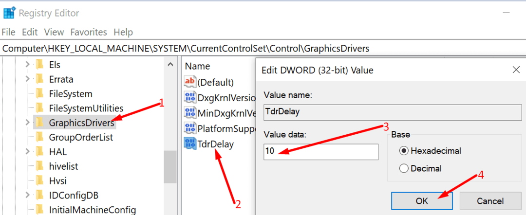 TdrDelay-Registrierungseditor Windows 10