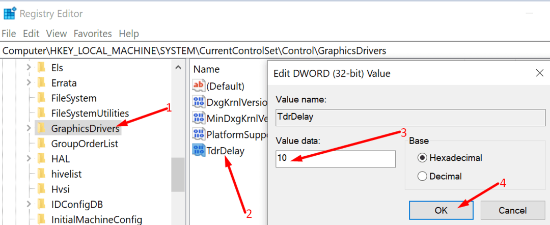 TdrDelay Registry Editor windows 10