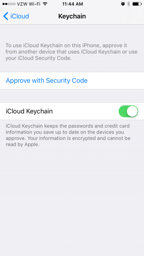 iCloud nøglering