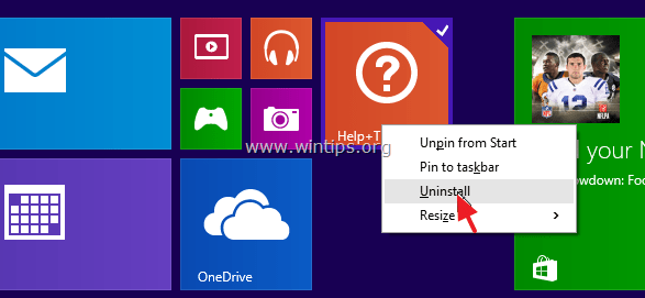 disinstallare app Windows 8