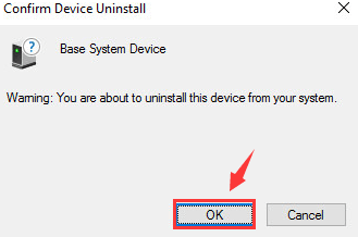 Потвърдете Деинсталиране на устройството Щракнете върху OK