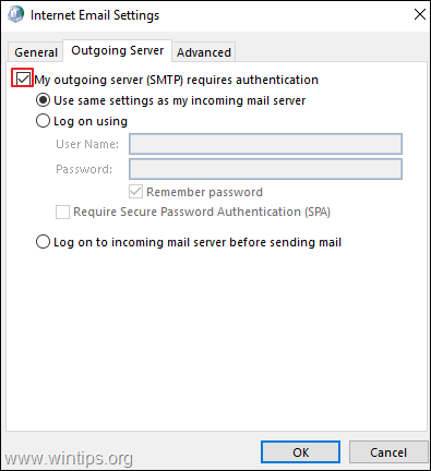 Configuración del servidor saliente para el alias de correo electrónico de Office 365