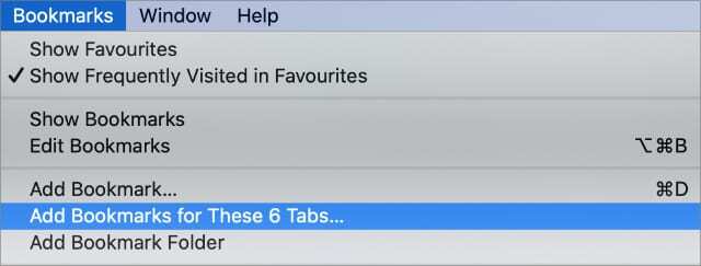 Pievienojiet opciju Grāmatzīmes vairākām cilnēm programmā Mac Safari