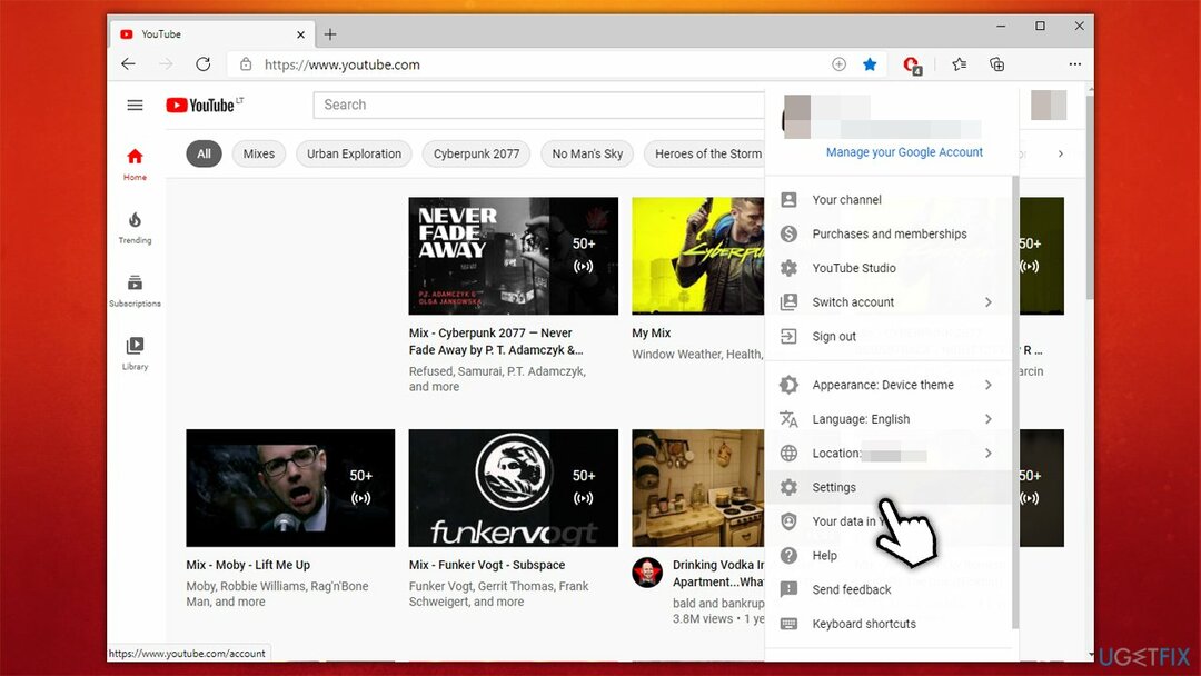 Vai alle impostazioni di YouTube