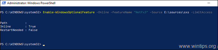 PowerShell: instale NET Framework 3.5 en el servidor 2016