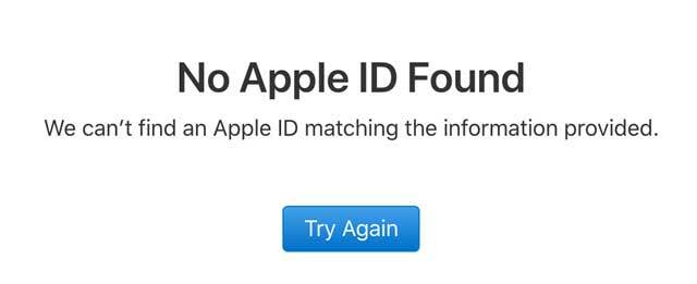 no se encontró ID de Apple en la herramienta de verificación de Apple