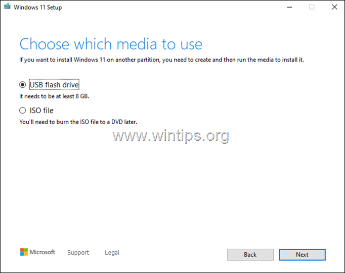 Sukurkite „Windows 11“ USB