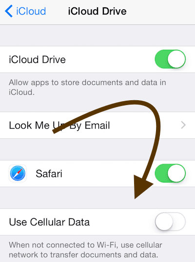 iCloud Drive للحد من استخدام البيانات الخلوية والتحكم فيه