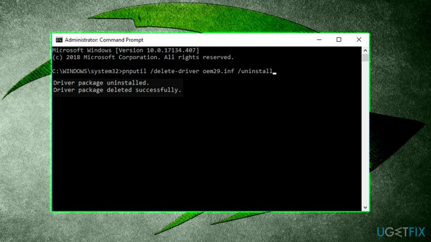 ถอนการติดตั้งไดรเวอร์ DCH ผ่าน Command Prompt