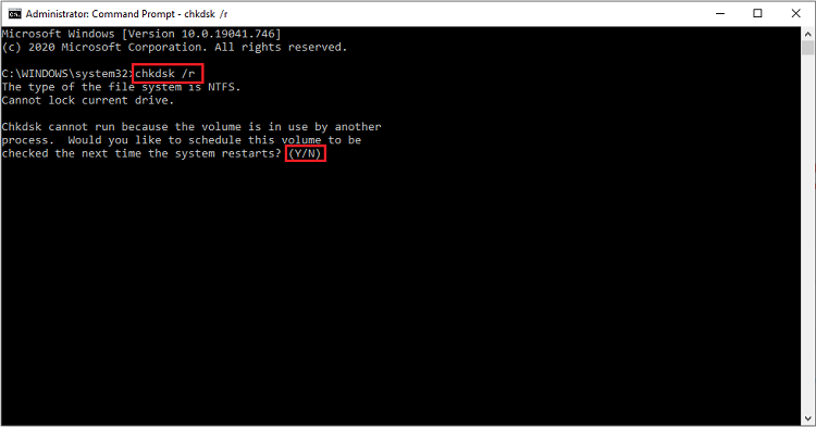 Comando chkdsk r en el símbolo del sistema