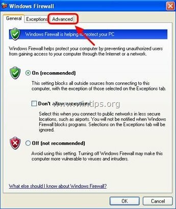 восстановить настройки Windows-XP-брандмауэра