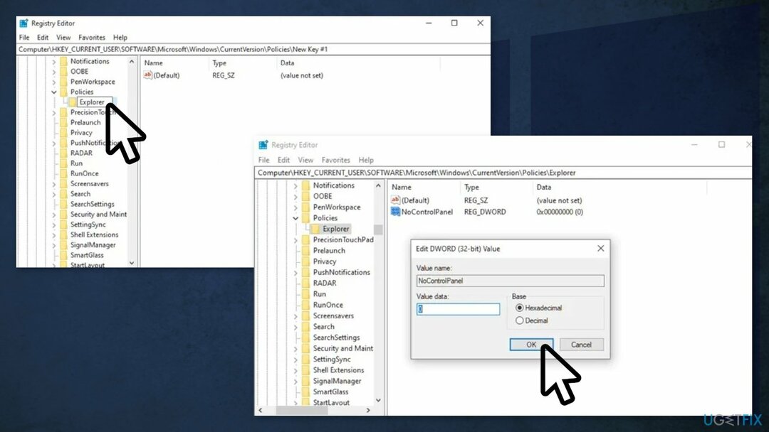 Habilitar la aplicación de configuración a través del Editor del registro