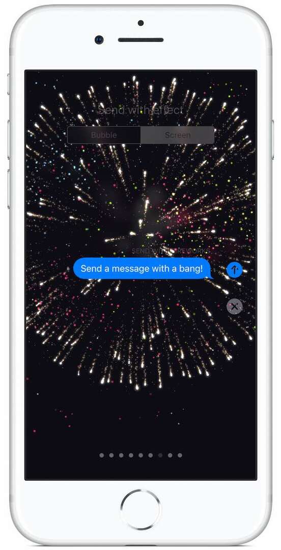 Effetto fuochi d'artificio a schermo intero iMessage