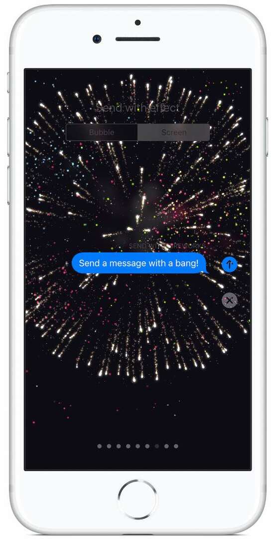 iMessage vuurwerkeffect op volledig scherm