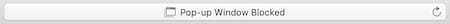Képernyőkép a Safari intelligens keresőmezőjéről, amely azt írja, hogy „Pop-up Window Blocked”