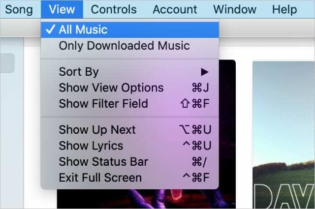 Se all musikk-alternativet på Mac