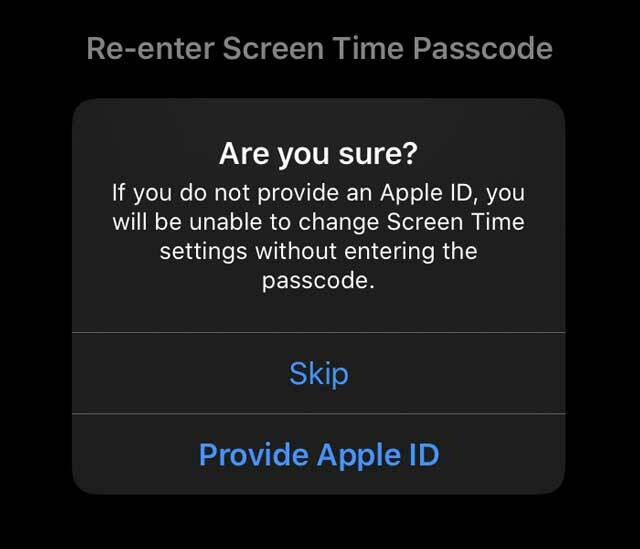 Apple IDを使用したスクリーンタイムパスコードの回復はよろしいですか？