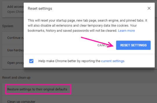 Restaurar as configurações para seus padrões originais