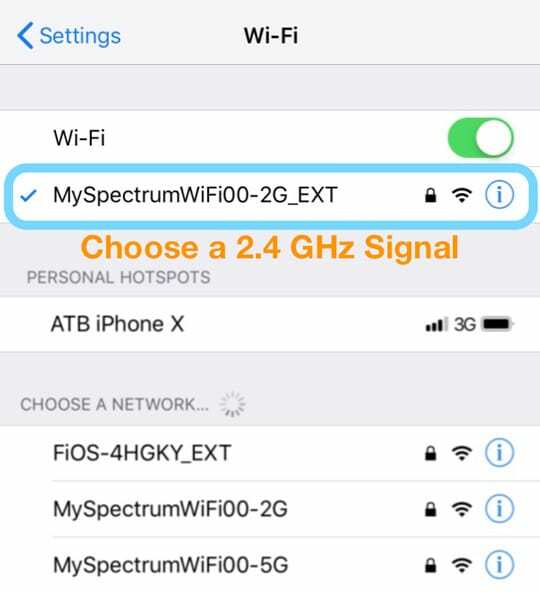 2.4 GHzWiFiネットワークを選択します