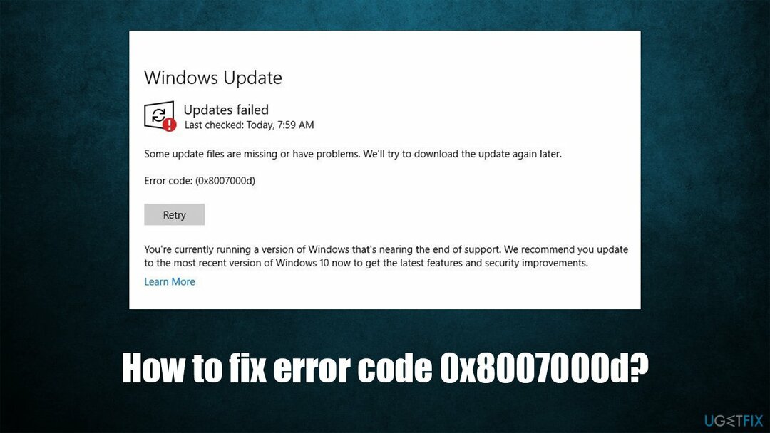 ¿Cómo corregir el código de error 0x8007000d en Windows 10?