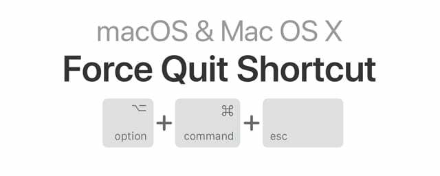 macOS og mac OS X tvinger tastaturgenvejen til at afslutte