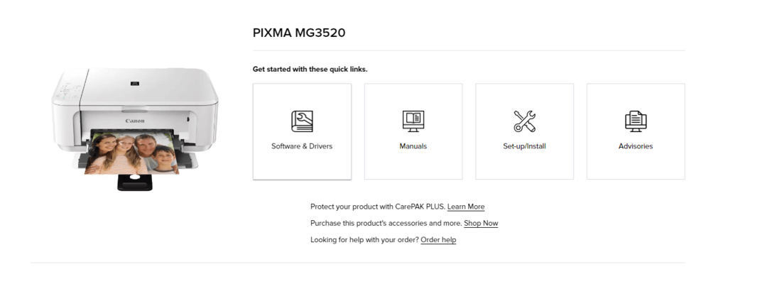Canon Pixma MG3520 - בחר תוכנה ומנהל התקן