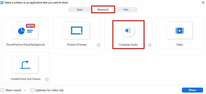 Partajați audio Zoom