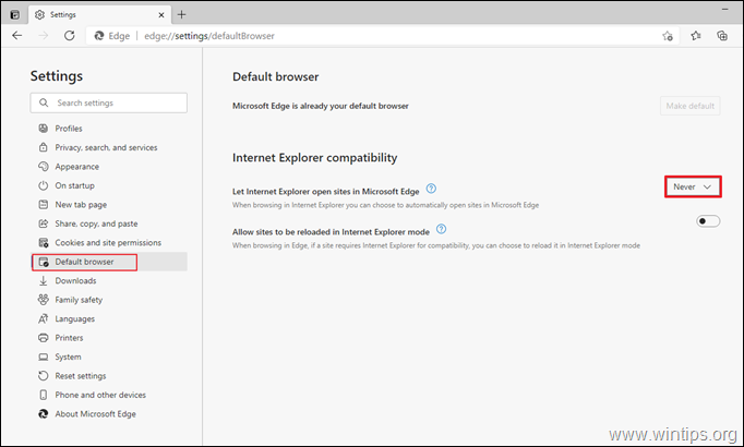 UPDATE: Internet Explorer erzwungenes Öffnen von Sites in Edge