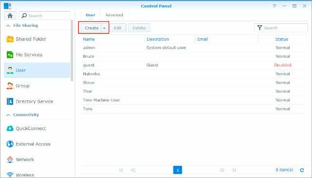 Synology NAS ड्राइव के लिए उपयोगकर्ता विंडो बनाएं