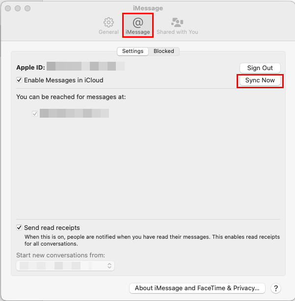 macOS から iMessage を同期する