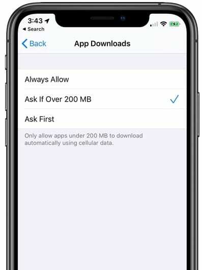 iOS 13 - App-downloadstørrelse