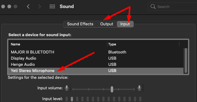 impostazioni audio del microfono yeti blu macbook