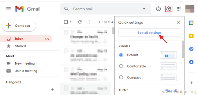 GMAIL პარამეტრები