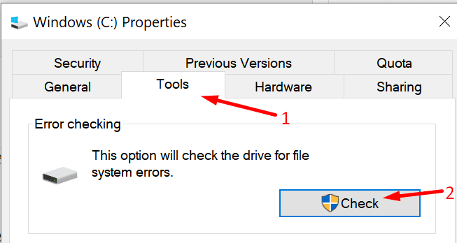 エラーPCのハードドライブを確認してください