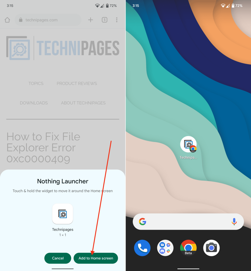 Kaip pridėti svetainę prie pagrindinio ekrano naudojant „Android“ veiksmus – 2