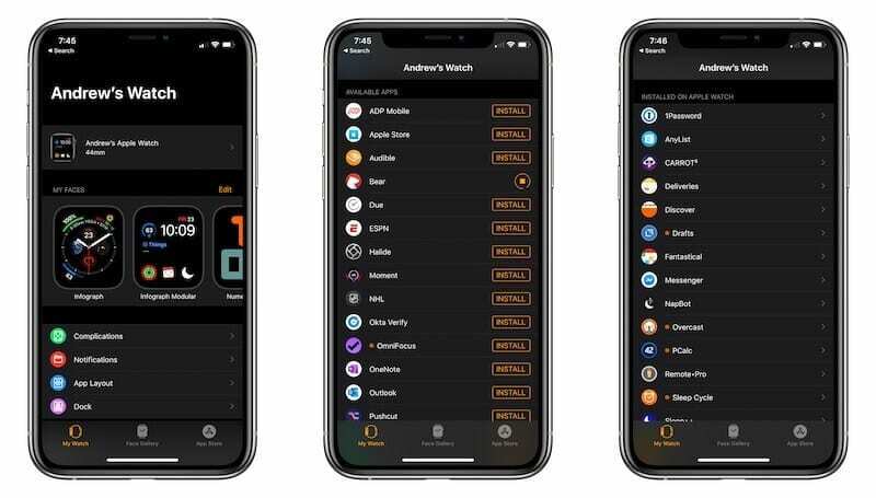 Instalação de aplicativos do Watch App no ​​iPhone
