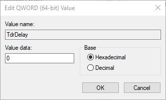 Ketik TdrDelay sebagai DWORD