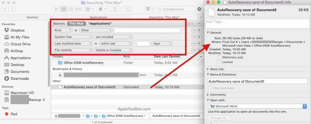 Återställa förlorade MS-Office-filer på Macbook