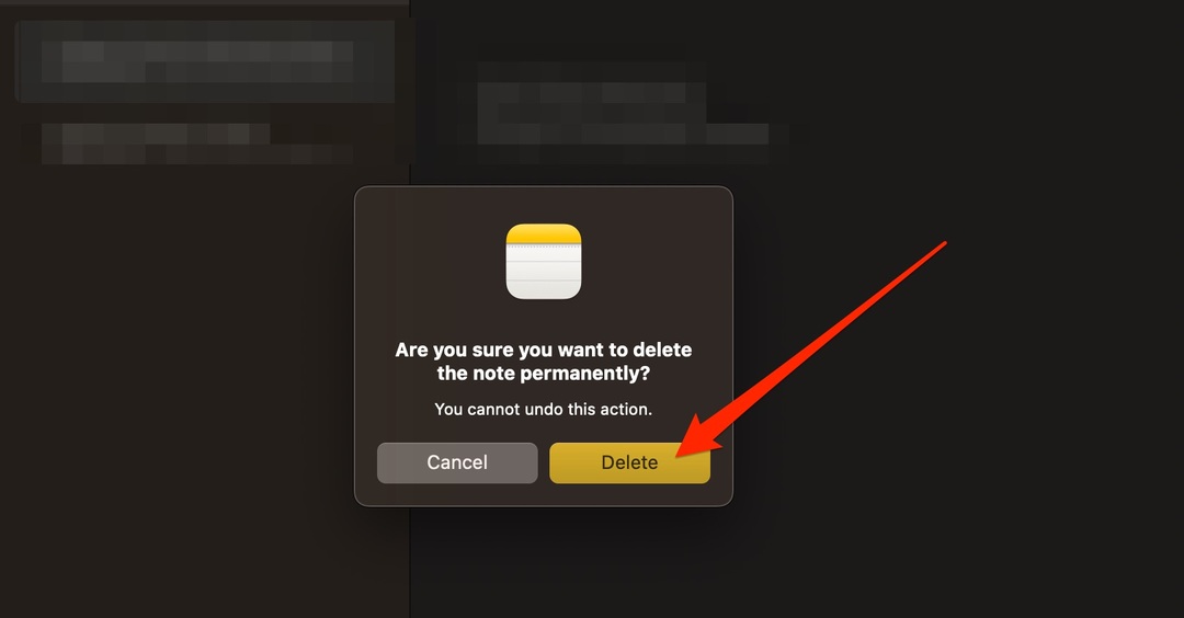 Elimina la nota in Apple Notes in modo permanente Schermata