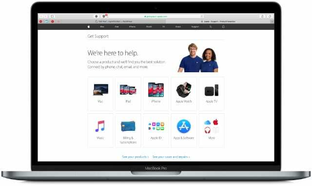 Λήψη ιστότοπου υποστήριξης σε MacBook.