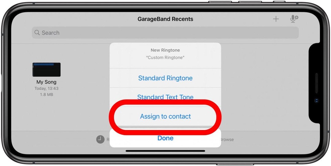 اختر Assing to contact لتعيين نغمة الرنين.