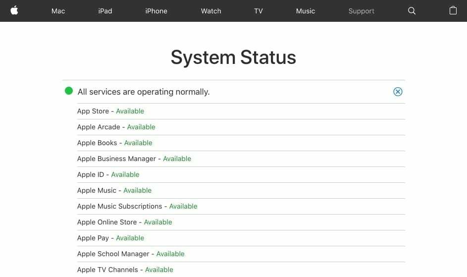 Apple Arcade Systemstatus bei Problemen